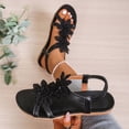 thumbnail image 4 of hoksml Women's Floral Applique Flat Sandals, Elastic Ankle Strap Open Toe Shoes for Summer and Casual Wear, 4 of 9