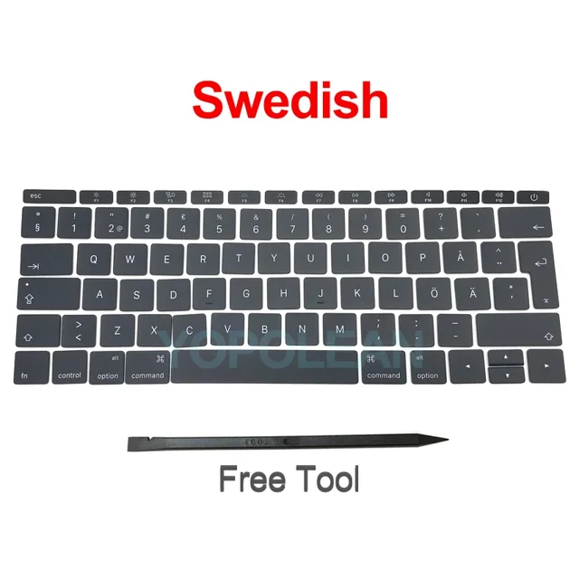 New Keycaps US UK Spain French Russian For Macbook Pro Retina 13" A1708 Keyboard Keys Replacement key cap 2016 2017 Swedish