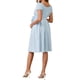 thumbnail image 3 of INSPIRE CHIC Vestidos de Maternidad para Mujeres Boho con Cinturón en la Cintura de Manga Corta Verano Iglesia Talla X-Large Azul, 3 of 6