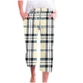 thumbnail image 1 of lcziwo Women's High Waist Linen Wide Leg Capris with Pockets, Yellow, 1 of 5