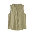 thumbnail image 4 of Gunia Womens Tank Tops Casual Collar Sleeveless Shirt Comfort Loose Fit Blouse Summer Lightweight Cami Tops For Women Khaki, 4 of 4