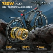 AOVOPRO BK900 Adult Electric Bicycles, 350W 26 Electric Mountain Bicycle, 48V Battery, 22Mph Electric Mountain Bike, Adjustable 7 Speed E-Bikes for Adults UL2849