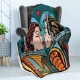 thumbnail image 4 of Love Soft Flannel Fleece Throw Blanket, Space Man and Woman Astronauts Kissing Science Cosmos Couple Pop Art Design Print, Cozy Plush for Indoor and Outdoor Use, 50" x 60", Multicolor, by Ambesonne, 4 of 5