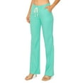 thumbnail image 4 of Women's Casual Linen Pants 32" Inseam Oceanside Drawstring Smocked Waist Lounge Beach Pants with Pockets, 4 of 10