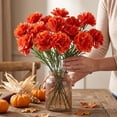 thumbnail image 5 of Fufafayo Fall Artificial Flowers Orange Peony Red Carnation Bouquets Autumn Silk Flower Stems Thanksgiving Floral Arrangement Decor for Vase Table Centerpiece Home Party, 5 of 7