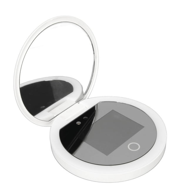 Espejo UV, Aumento 2X, Pantalla HD Plegable De 2 Caras, Brillo Controlable, Espejo Protector Solar Para Maquillaje De Viaje
