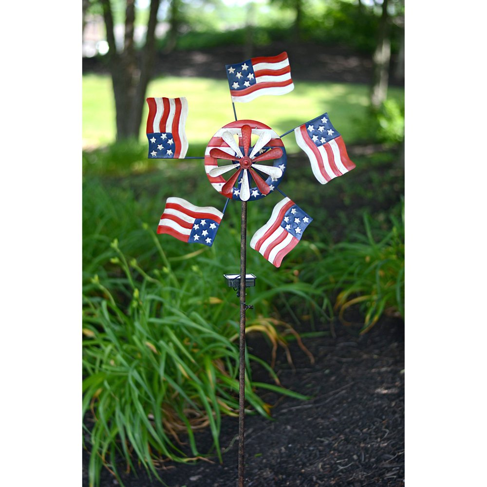 Red Carpet Studios American Flags Stake Wind Spinner