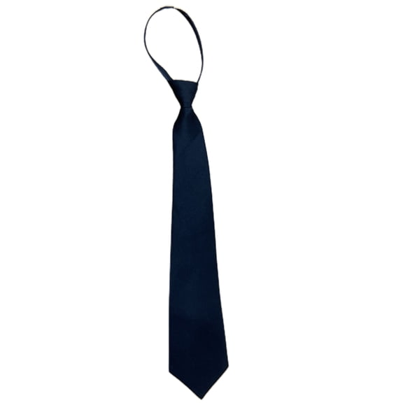 Retro Solid Color Silky Narrow Necktie School Uniform Zipper Pre-Tied for