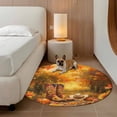 thumbnail image 2 of Round Rugs 6Ft, Orange Western Fall Round Area Rug Washable Indoor Throw Carpet, Sunflower Thanksgiving Pumpkin Soft Non Slip Circle Rug for Office Cabinet Home Decor Aesthetic, 2 of 8