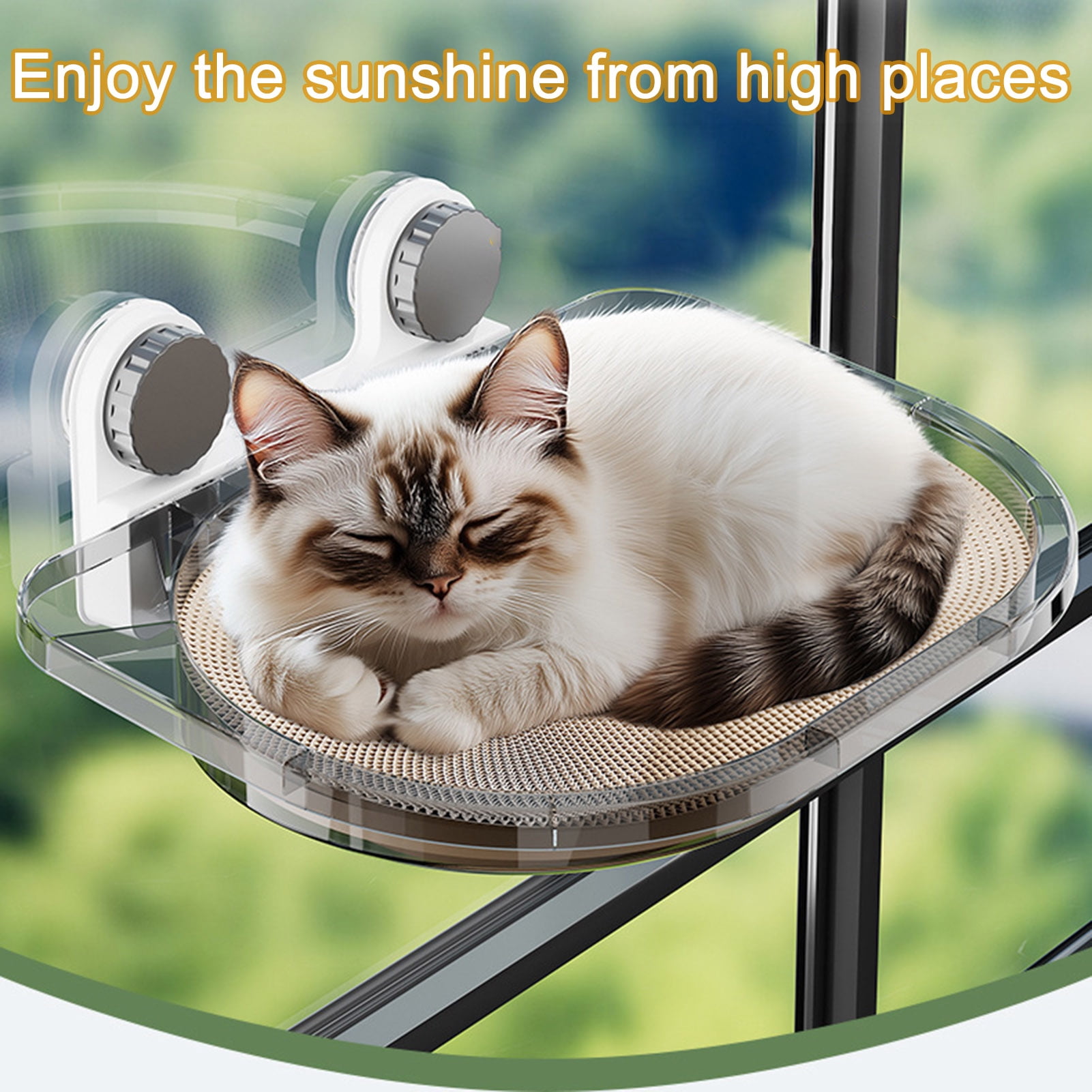 YIFAEUX Cat Window Hammock Bed Strong Load-Bearing Cozy Perch for Feline Naptime Transparent Space Capsule for Sunbathing Cleaning