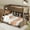 Wood, variant on Harper & Bright Designs Twin XL over Queen Bunk Bed with Storage Shelves, Solid Wood Bedframe with Cabinets & USB Ports, Wood