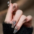 thumbnail image 4 of 24Pcs Ballerina Long Square Nail Tips False Nails Wearable Fake Nails Butterfly Camellia Flower Pearl Design Press on Nails, 4 of 6