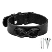Cremation Ashes Jewellery Small Urns Bracelets Women Men Adjustable Leather Bracelet with Figure of 8 Locket