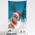 thumbnail image 1 of Christmas Tapestry, Rudolph the Reindeer with Santa Hat Holiday Themed Fun Cartoon, Fabric Wall Hanging Decor for Bedroom Living Room Dorm, 5 Sizes, Red Brown Navy, by Ambesonne, 1 of 1
