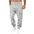 thumbnail image 4 of Mens Drawstring Sweatpants with Pockets Athletic Jogger Pants Cargo Sweatpant Winter Fleece Athletic Trousers ,Outdoor Casual, Daily Wear, Heavyweight for Spring Fall Winter, 4 of 5