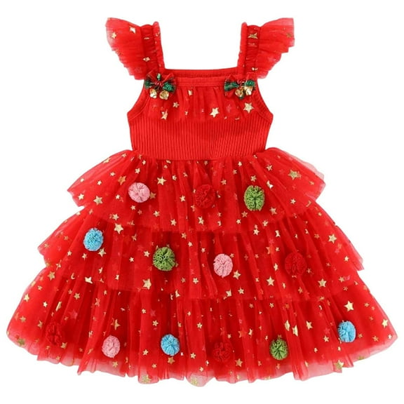 UYYX Toddler Christmas Tutu Dress Baby Girl Sleeveless Layered Tulle Dress Girl Tutu Dress Size 8 Party Holiday Dress for Girls