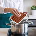 thumbnail image 4 of Farm Buffalo Plaid Pot Holders for Kitchen Heatproof Potholder, 4 Pack Orange Black Checkered Hot Pads Multipurpose Oven Pads Cloth Potholders Trivet for Cooking and Baking, 4 of 8