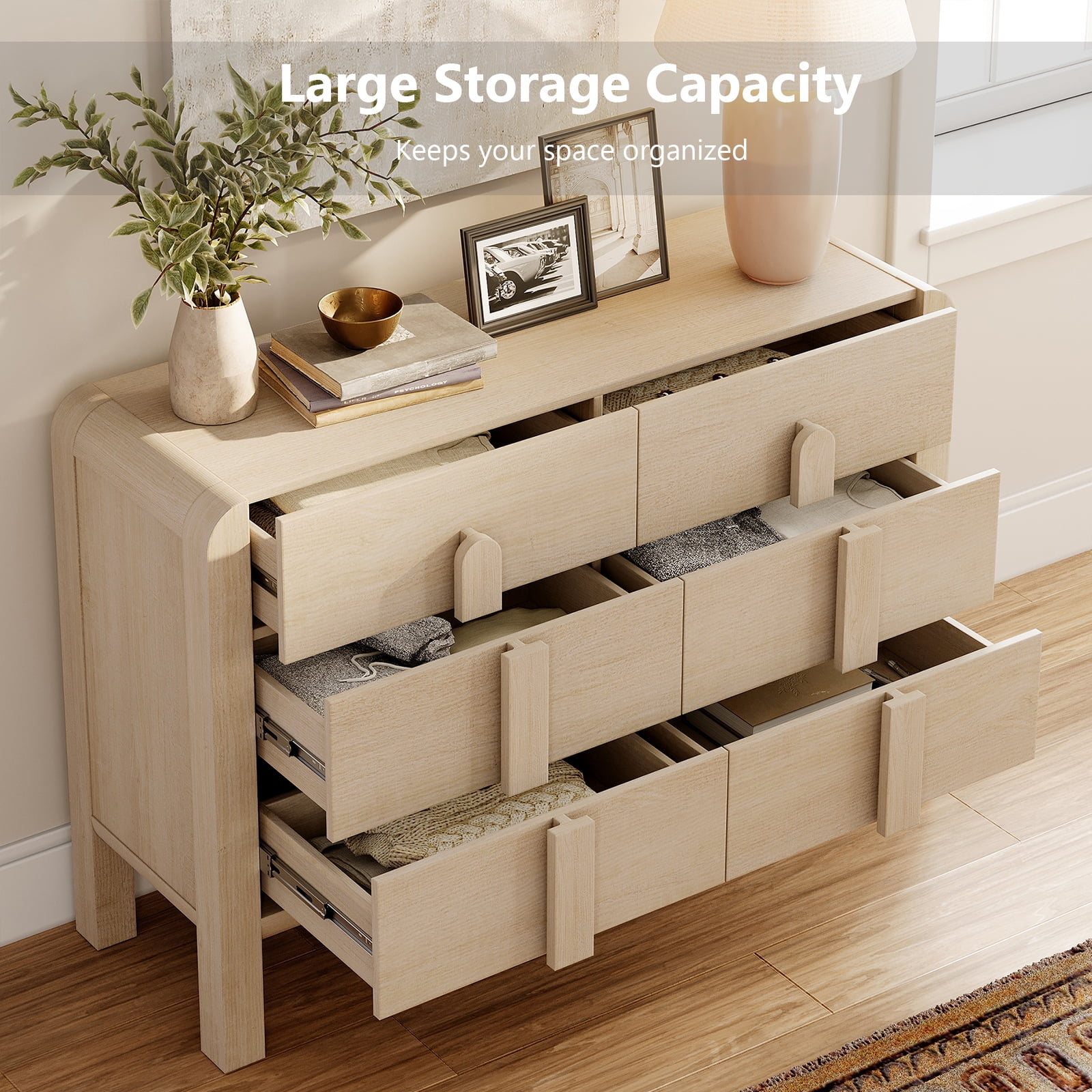 Modern Dresser TV Stand for TVs up to 120 inch, 3-in-1 Mid Century Entertainment Center with Storage, Wood Media Console Table with 12 Drawers for Living Room Bedroom