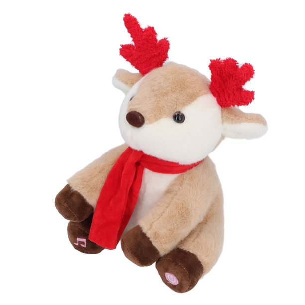 Juguete Animado Musical de NaviDad, Reno de Felpa Suave y Amigable Para La Piel Con Luz para La Cama