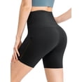 thumbnail image 6 of Xuanfei Women Solid Color Mesh Strap Insert Tummy Control High Waisted Yoga Shorts, 6 of 6