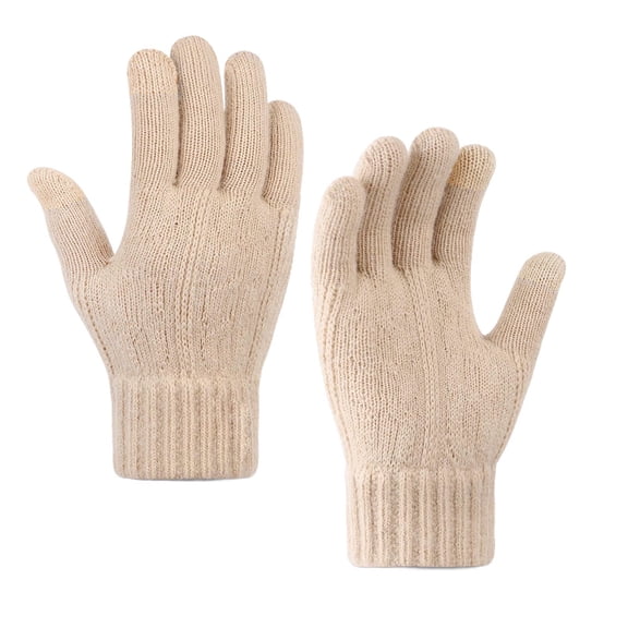 Unisex Winter Warm Knit Gloves Thick Acrylic Full Finger Outdoor Gloves for Men Women Cold Weather Thermal Gloves Daily Casual Use