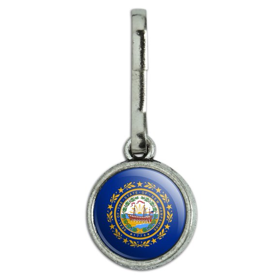 New Hampshire State Flag Antiqued Charm Clothes Purse Suitcase Backpack Zipper Pull Aid