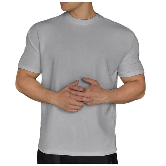 Men's Fitness T-Shirt with Texture Pads for Shoulder Support and Workout Short Sleeve Tee Men's Tops T-Shirt Casual Crew Neck Loose