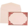 JAM Paper Wedding Invitation Set, Small, Red Ornate Border Set, Red Card with White Envelope, 100/pack
