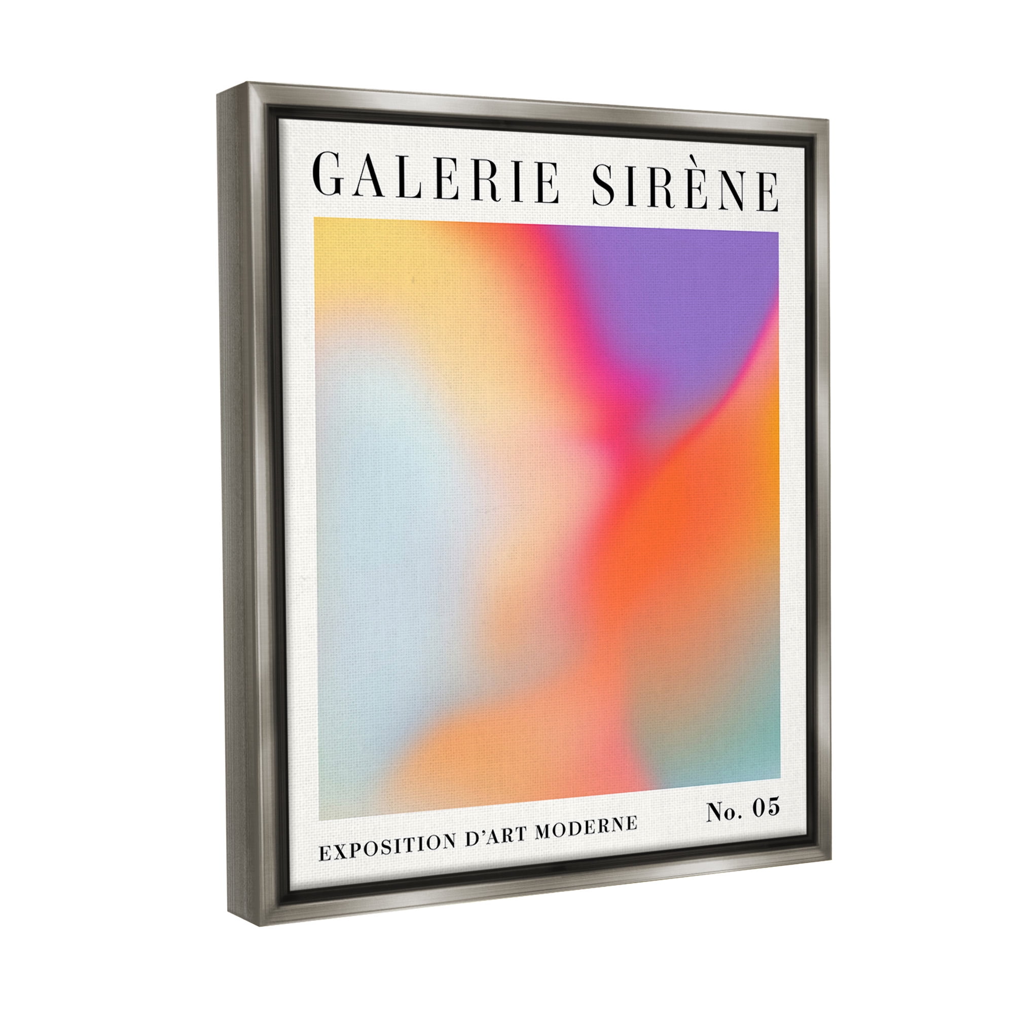Stupell Industries Vivid Light Flare Pattern Abstract Painting Gray Floater Framed Canvas Art Print Wall Art, 17 x 21