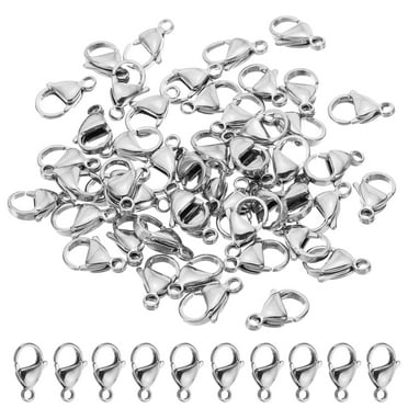 Uxcell 15x9mm Lobster Clasp, 50Pcs 304 Stainless Steel Lobster Claws Connector, Silver