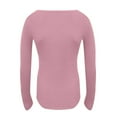 thumbnail image 5 of XFLWAM Women Ribbed Long Sleeve Button Down T-Shirt Under Scrub Crew Neck Basic Henley Top Pink L, 5 of 5