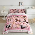 thumbnail image 2 of jejeloiu Western Cowgirl Full Size Comforter Sets,Rustic Farmhouse Horse Bedding Comforter Set,Kawaii Pink Flower Bedding Sets For Girls,Luxury Bedroom Decor,3-Piece, 2 of 8