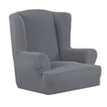 thumbnail image 5 of Replacement Arm Cover Stretch Jacquard Wingback Sofa Couch Slipcover Gray, 5 of 8