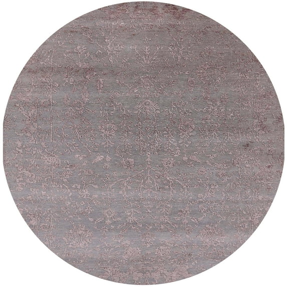 Ahgly Company Indoor Round Mid-Century Modern Rose Purple Oriental Area Rugs, 7' Round