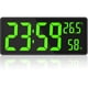 thumbnail image 1 of Reloj digital de pantalla grande, reloj de pared digital grande con temperatura y humedad, reloj de pared digital con números LED para dormitorio, oficina, lectura clara para personas mayores, 1 of 5