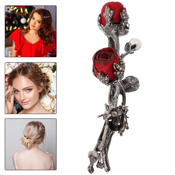BESTYASH 1Pcs Hair Clips Women Red Alloy Retro Hair Accessories for Holiday Party