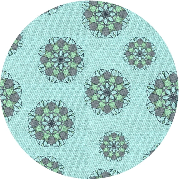 Ahgly Company Machine Washable Indoor Round Transitional Light Aquamarine Green Area Rugs, 8' Round