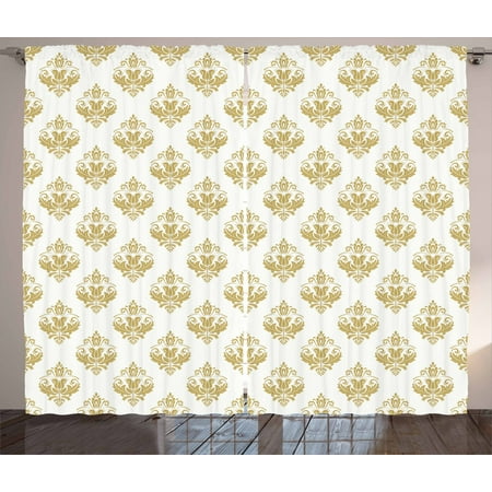 Damask Curtains 2 Panels Set Traditional Motif Classic