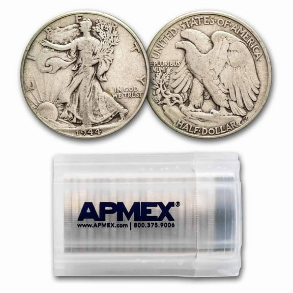 1944 Walking Liberty Halves 20-Coin Roll Avg Circ