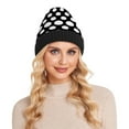 thumbnail image 4 of joogoo White Polka Dots Beanie Hats Cuffed Winter Warm Knit Thick Beanies, 4 of 7