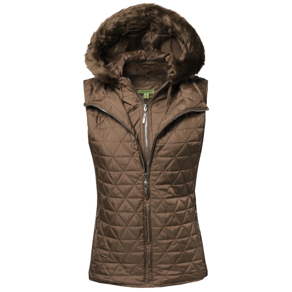 FashionOutfit FashionOutfit Women's Quilted Vest with Detachable Hood
