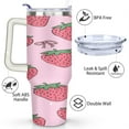 thumbnail image 3 of Strawberry Bow 40 Oz Tumbler with Handle Lid and Straw, Stainless Steel Double Walled Vacuum Insulated Cup, Cute Anniversary Wedding Birthday Gifts Tumbler for Women Men Friends Outdoor Indoor, 3 of 7