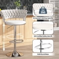 thumbnail image 4 of MIERES Backrest Hollow Bar Chair Set of 2, Adjustable Height Swivel Pub Chairs with Woven Back, Counter Height Dining Chairs with Footrest, 360° Rotating Kitchen Island Stools for Home & Bar, White, 4 of 10