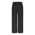 thumbnail image 6 of Arnsht Women's Solid Color Office Business Casual Pants High Waist Wide Leg Straight Dress Cotton Linen Pants Button Trousers Black XL, 6 of 8