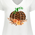 thumbnail image 4 of Inktastic Cheetah Print Pretty Pumpkin with Fall Leaves Women's Plus Size V-Neck T-Shirt, 4 of 5