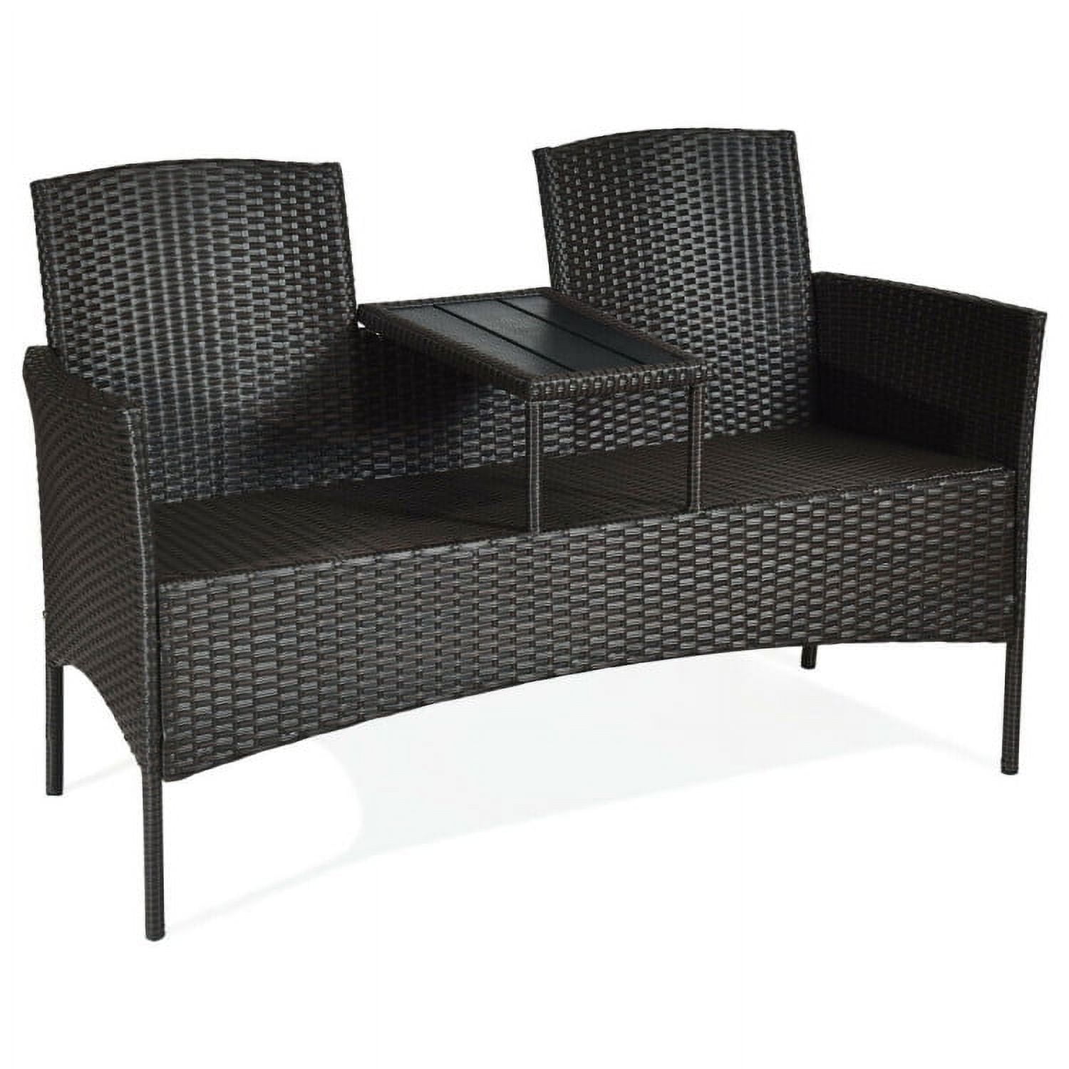 Aimee Lii Modern Patio Conversation Set with Built-in Coffee Table and Cushions, Balcony Chair, A-Turquoise