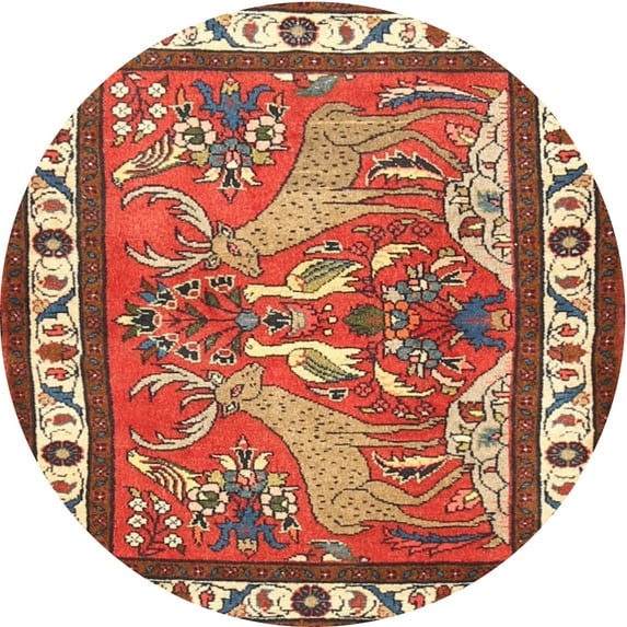 Ahgly Company Indoor Round Traditional Light Copper Gold Animal Area Rugs, 4' Round