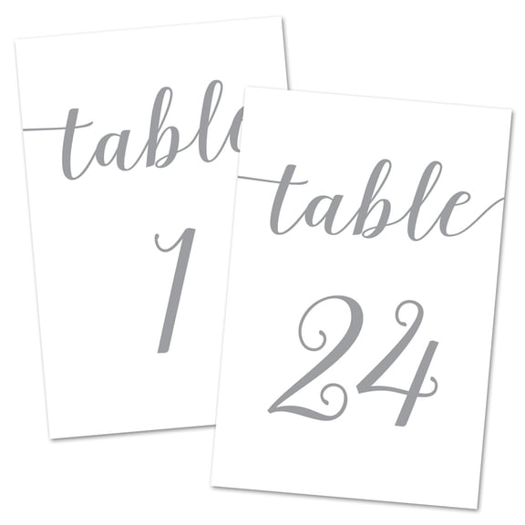 4x6 Table Number Cards 1-24 (Grey)