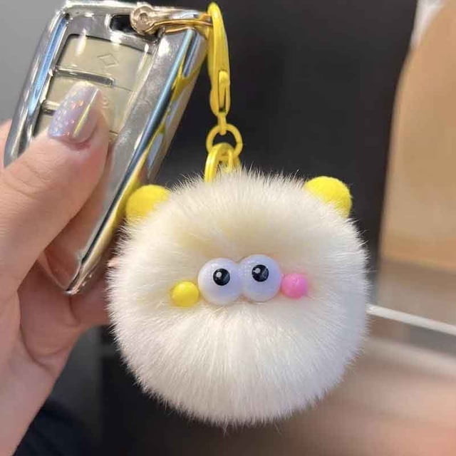 Llavero con colgante de bola de briquetas pequeñas de imitación para coche, bolso escolar, adorno de regalo