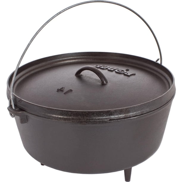 Lodge - Horno holandés de hierro fundido presazonado de 5 cuartos con tapa, doble asa, uso en el hor